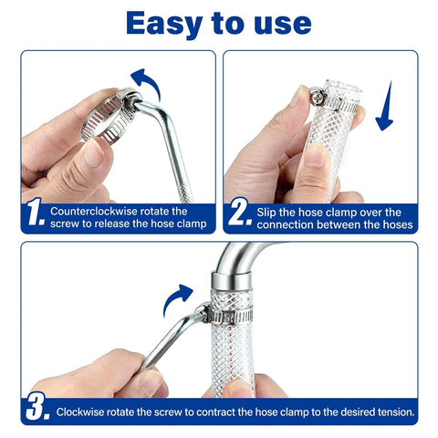 Amazon hose clamp kit, 60 pcs, 201 stainless steel, adjustable worm-gear clamps 6-38mm for plumbing