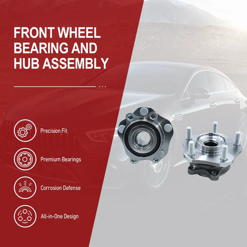 2 Pack Front Wheel Bearing Hub Assembly 5 Lug Fits Nissan Rogue 2014 To 2023 Rogue Sport 2017 To 2022 Qashqai