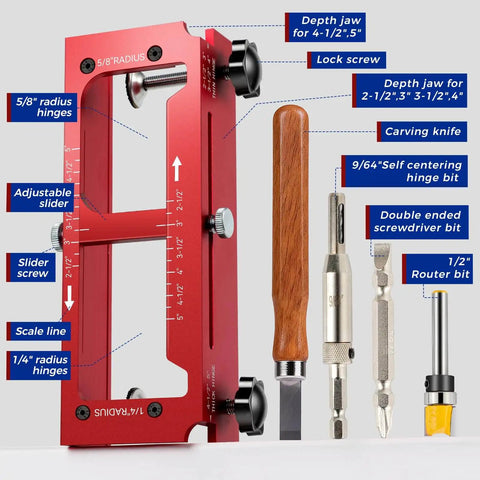 Upgraded Aluminum Alloy Door Hinge Jig Kit For Router Pro Grade Mortise Template With Adjustable Fit For Door Hinges