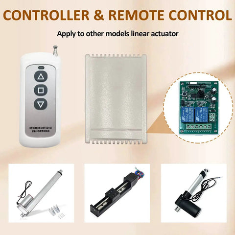 Ultra Compact 12V DC Linear Actuator With Remote Control Kit Two Inch Stroke 64N Load About 14.4 Lb 0.6 Inch Per Second Travel Aluminum Alloy Shell controller and remote