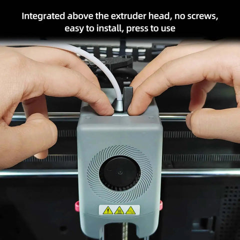 Hands installing Upgrade Filament Cutter For Adventuer 5M Pro 3D Printer All Metal Extruder Head Cutter Module, easy setup