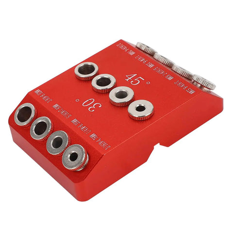 Red Pocket Hole Jig Drill Guide For Woodworking Pros And DIYers 30 Degree 45 Degree 90 Degree Angles Aluminum Alloy Dowel Jig