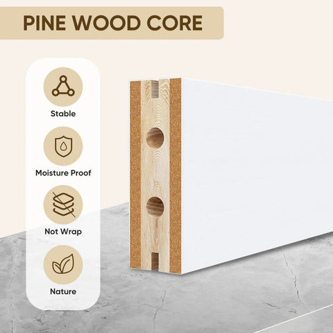 Cross-section view of pine wood core in 32 Inch By 84 Inch Mirror Barn Door With 5.5 Foot Sliding Hardware, showing stability features.