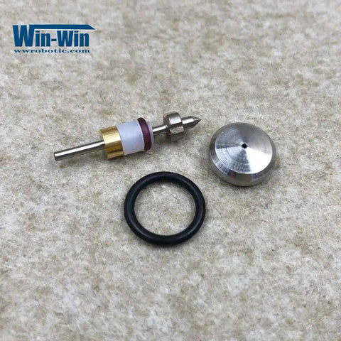 On Off Valve Repair Kit For Waterjet Cutting Head Insta 1 Replacement Parts Poppet O Ring Seat HP Valve Seal Backup Ring Includes All Seals For Long Service Life Ideal For High Pressure Waterjet Heads, shown with parts on display.