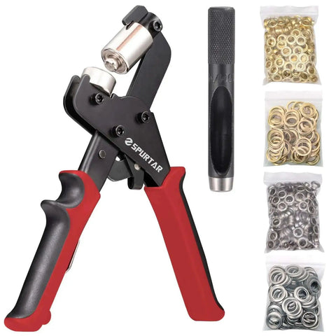 3/8 Inch Grommet Tool Kit With Magnetic Punch For Quick No Fuss Clean Install On Leather Fabric Tarp Tent Bag Or Curtain Includes 10mm Hollow Punch And 500 Eyelets