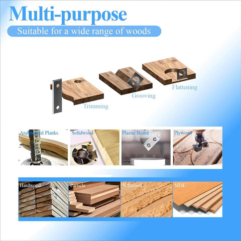 Multi-purpose uses of 50 x 12 x 1.5 mm (1.97 x 0.47 x 0.06 in), 2 in carbide double-edged scraper inserts for woodworking