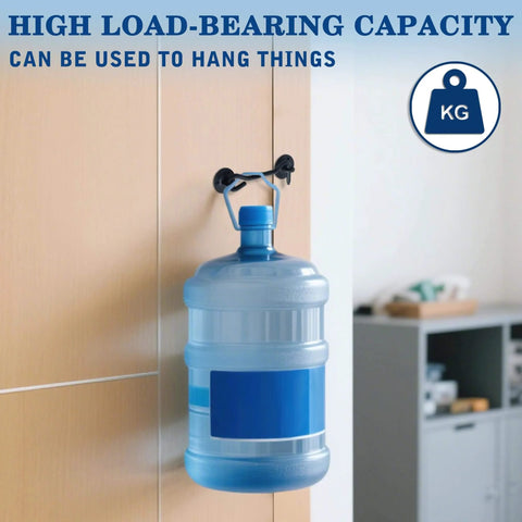 Heavy Duty Privacy Hook And Eye Latch holding a large water container on a wooden door, demonstrating high load-bearing capacity.