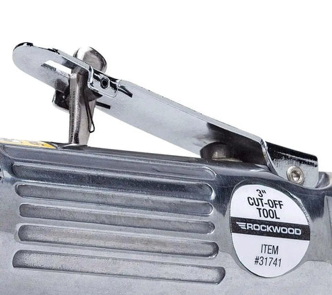 Close-up view of 3 Inch Pneumatic Cut Off Tool With Wheel Grinder For Sheet Metal Heavy Duty Reversible Air Powered Cutter Utility