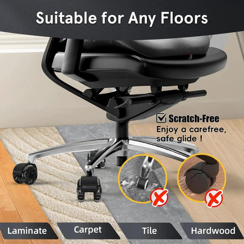 2.5 Inch Heavy Duty Office Chair Caster Wheels Set For Carpet And Hardwood Floors Universal 11x22mm Fits 99 Percent Of Chairs