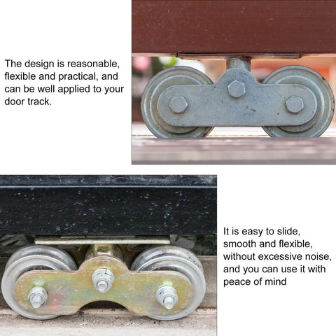 Installed heavy duty steel sliding door track rollers for industrial doors and cabinets, rust resistant, smooth quiet operation