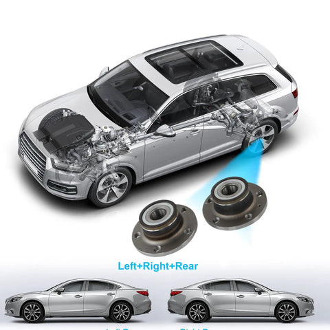 Rear Wheel Bearing Hub Assembly 5 Lug With ABS 2 Pack Fits Audi Q3 2015 Through 2018 product with car illustration