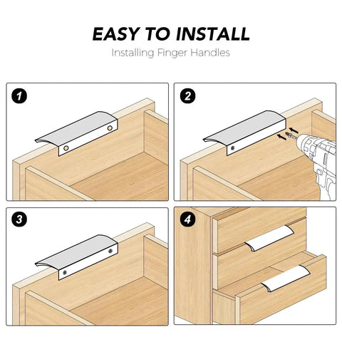 Installation guide for 10 Pack Finger Pulls for Cabinets and Drawers 128mm Center Hole 150mm Length Silver Zinc Alloy Edge Pulls