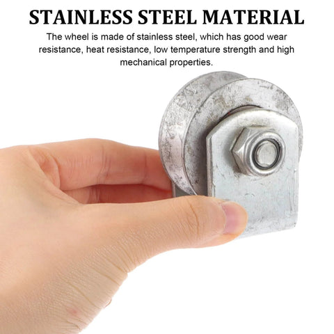 Person holding Heavy Duty Pulley Wheel Track Roller For Sliding Gates And Garage Doors Beefy Stainless Steel Design