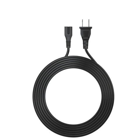 12 Ft 2 Prong Polarized Power Cord For LED TVs Sound Bars Cable Boxes Routers Sewing Machines And Other Home Electronics Gear Great Replacement For Your Favorite Devices, black cord with plug and C7 inlet