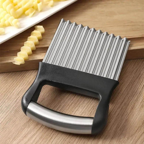 Two Pack Stainless Steel Crinkle Cutter With Wavy Blades For Perfect Crinkle Fries And Veggie Slices, Handy Manual Kitchen Chopper For Potatoes Onions Carrots, Easy Grip Handle