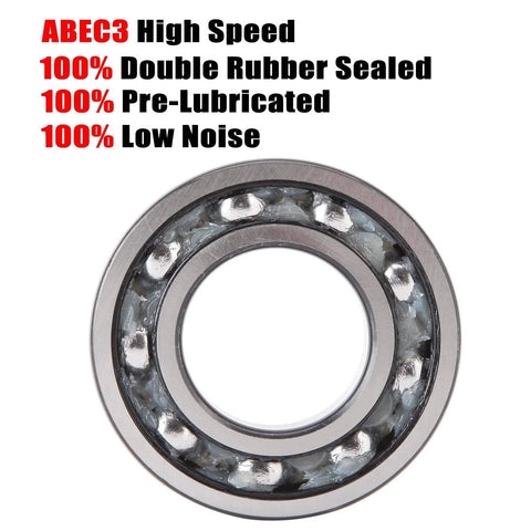 Donepart R16-2RS ball bearing, 1 in ID x 2 in OD x 1/2 in thick, double rubber sealed, pre-lubricated