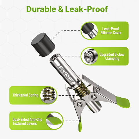 TaskStar 12000 PSI grease gun coupler; quick-release, 6-jaw clamp, silicone cover; metal body, green textured levers.