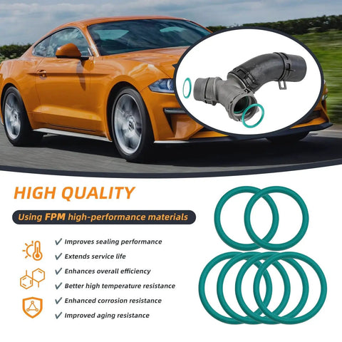 O Ring Seal Set For Ford F Series Radiator Hose And T Pipe Coolant Leak Repair 6 Pack shown with FPM material features