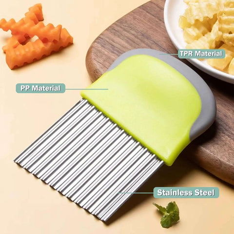 Crinkle Cutter For Veggies And Fries With Stainless Steel Blade Wavy Edge French Fry Crinkle Cutter Slicer For Homemade