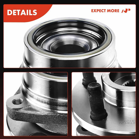 Close-up of Front Wheel Bearing And Hub Assembly For 5 Lug Jeeps Wrangler Cherokee Comanche Wagoneer 1984 To 1989 4WD Models
