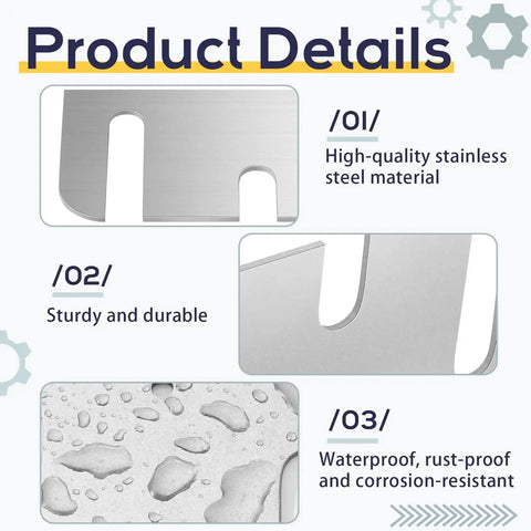 10 Pcs Stainless Steel Door Hinge Shims 4 Inch 3 64th Inch Thick Replacement Kit details - stainless steel material, waterproof, rust-proof
