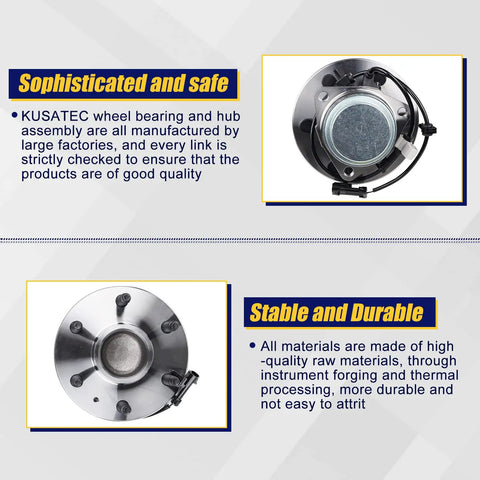 2Pack Front Wheel Hub And Bearing Assembly For Chevy Silverado Express Tahoe Avalanche Suburban Cadillac Escalade GMC Savana Yukon XL Sierra 6 Lug 2WD With ABS, shown front view with 6-lug design and ABS sensor