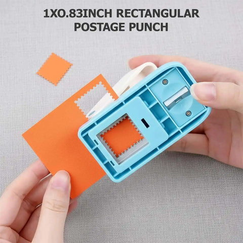 Rectangular Stamp Puncher Kit 0.8 Inch With Lever Action Paper Punch in use creating paper stamp cuts