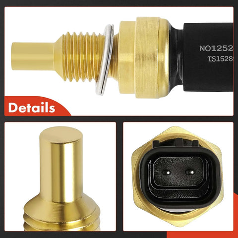 A-Premium engine coolant temperature sensor, brass body with 2-pin connector and threaded mounting