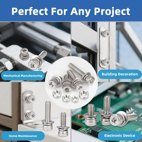 460 Piece Stainless Steel Bolt And Nut Kit With Washers For Metric Hardware M4 To M8 Includes Nuts Bolts Lock Washers Flat Washers