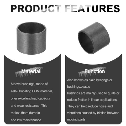 6 Pcs POM Sleeve Bearings 30mm ID By 34mm OD By 26mm Length Self Lubricating Oilless Black Bushings product features