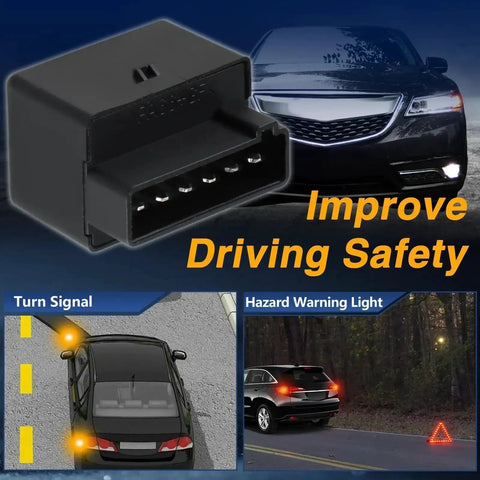 Black 6-pin LED flasher relay module for Honda/Acura turn signals and hazard lights