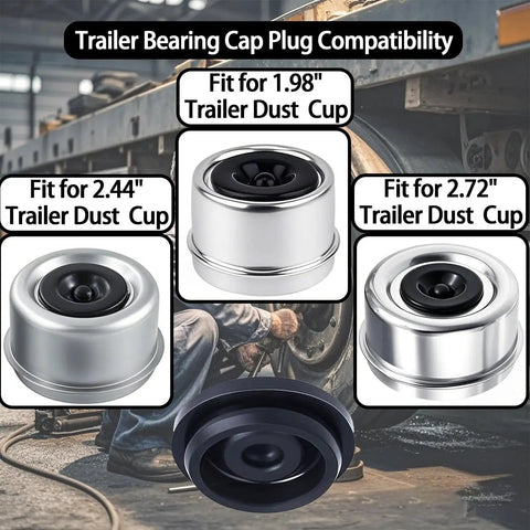 Trailer Hub Cap Plugs Set For 1.98 Inch 2.44 Inch And 2.72 Inch Axle Caps Rubber Grease Plugs For Trailer RV Camper Wheel Cover