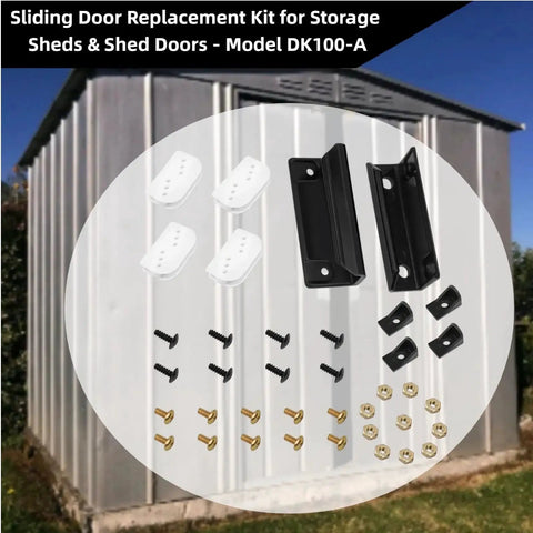 DK100 A Shed Door Full Kit Door Tune Up Kit Replacements Parts For Sliding Shed Doors Hardware Kit With Black Handle
