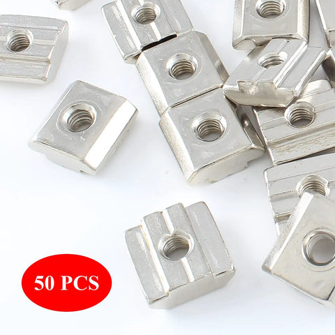 50 Pack 3030 Series Sliding T Nuts With M6 Thread Hammer Head For 8mm T Slot Aluminum Extrusion Profiles Durable Carbon Steel