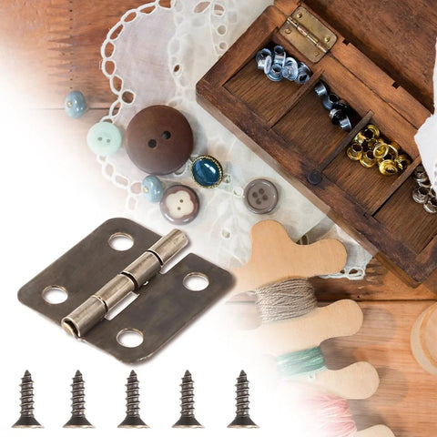 Antique Bronze 180 Degree Mini Hinge Set With 10 Hinges And 40 Screws For Wooden Boxes Jewelry Boxes Cabinets DIY Crafts 18x16mm