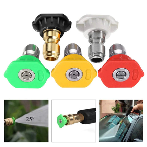 Pressure Washer Nozzle Tips Set Five Pack With 1 Quarter Inch Quick Connect Up To 4500 PSI And 2.5 GPM Includes Red 0 Degree Nozzle