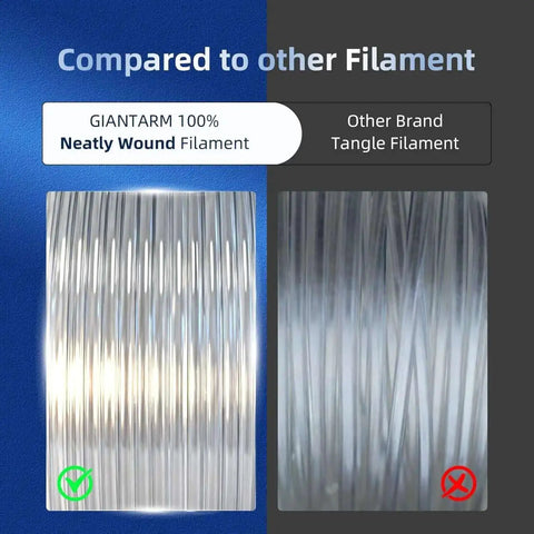 Comparison of neatly wound vs tangled Crystal Clear PLA Filament 1.75Mm 1Kg Spool for 3D Printing Vacuum Packed Warp-Free