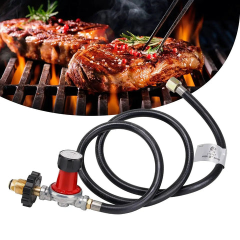 High Pressure Adjustable Regulator With 0 To 30 PSI And 48 Inch Hose For POL Tank Connection And 3 Eighth Inch Female Flare Fittings