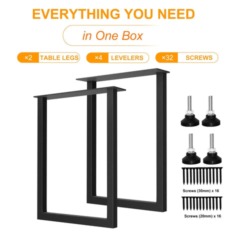 Heavy Duty 14 Gauge Steel Counter Height Table Legs 34 by 24 Inch Square Metal Frame Set with screws and levelers