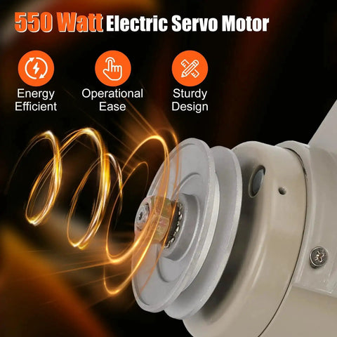 Close-up of Beefy 550W Sewing Machine Servo Motor Workhorse For Home And Industrial Use, 110V AC, metal housing, energy efficient