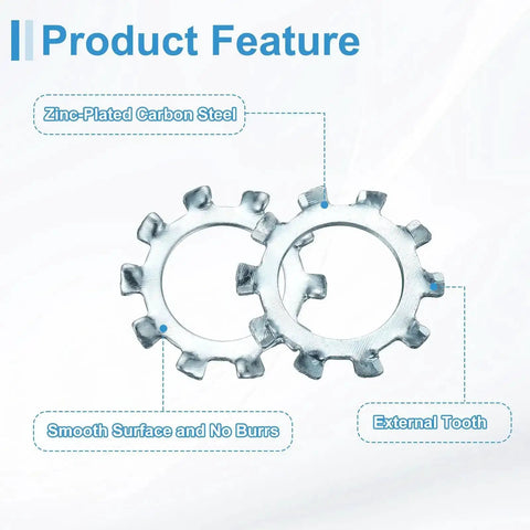 Ten Pack Five Eighth External Tooth Lock Washers Zinc Plated Carbon Steel Multi Tooth Star Washers Locking Fasteners