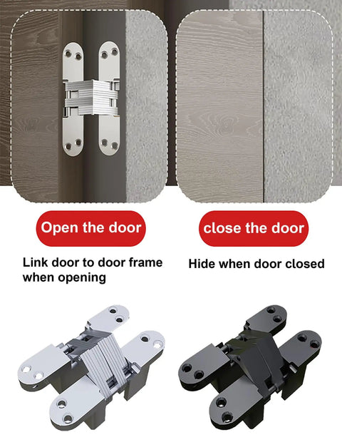Hidden Cross Hinge 2 Pack Invisible Concealed Hinges For Cabinets And Cupboards 180 Degree Folding Doors Quiet Roller Track Zinc Alloy Rust