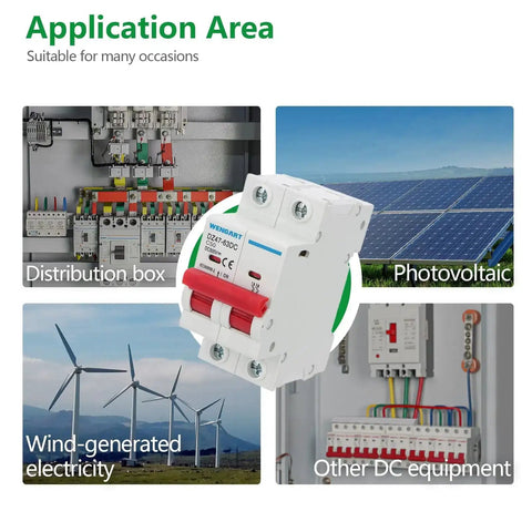 DC Miniature Circuit Breaker DZ47 63Z 500V 2 Poles 50A For Battery And Solar PV DC Systems in various applications
