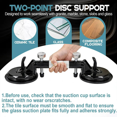 Laminate Floor Gap Repair Tool With Vacuum Suction Cups And Granite Seam Setter, two-point disc support