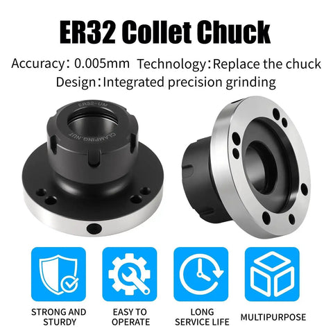 ER32 Collet Chuck 80mm Diameter 7 Hole Precision Lathe Tool For CNC Milling And Engraving Ultra Accurate 0.005mm