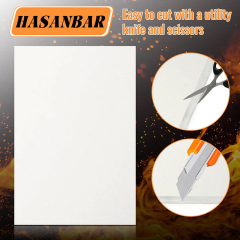 Hasanbar white high-temperature gasket paper sheet, ceramic fiber, 7x10x1/4 in, for stoves and kilns
