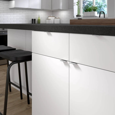 Lincoln Collection 1 5 16 Inch Center To Center Stainless Steel Modern Cabinet And Drawer Edge Pull Handle on kitchen cabinets