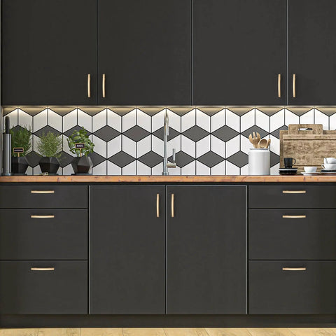 Modern kitchen cabinets with 5 Pack Champagne Bronze Curved Cabinet Handles For Kitchen Cabinets And Drawer Fronts Slim 5-3/16 Inch.