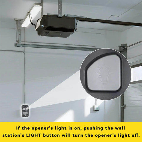 Replacement Deluxe Go To Wall Console Panel For Linear Garage Door Opener HAE00001 installed in garage with light switch detail