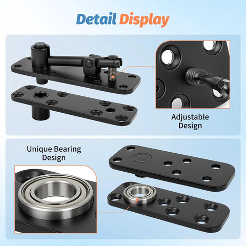 Detail view of Heavy Duty Hidden Door Hinge Kit With 570 Lbs Load Bearing, 360 Degree Swing Pivot Hinge, showing adjustable and unique bearing design.
